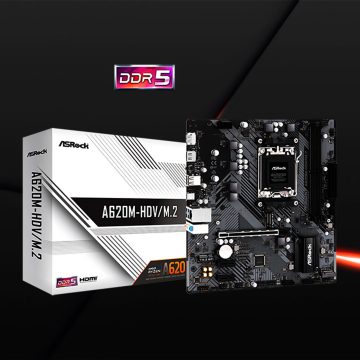 Mainboard ASROCK A620M-HDV/M.2 DDR5/2 Slots HDMI Display Port 10/100/1000 micro ATX