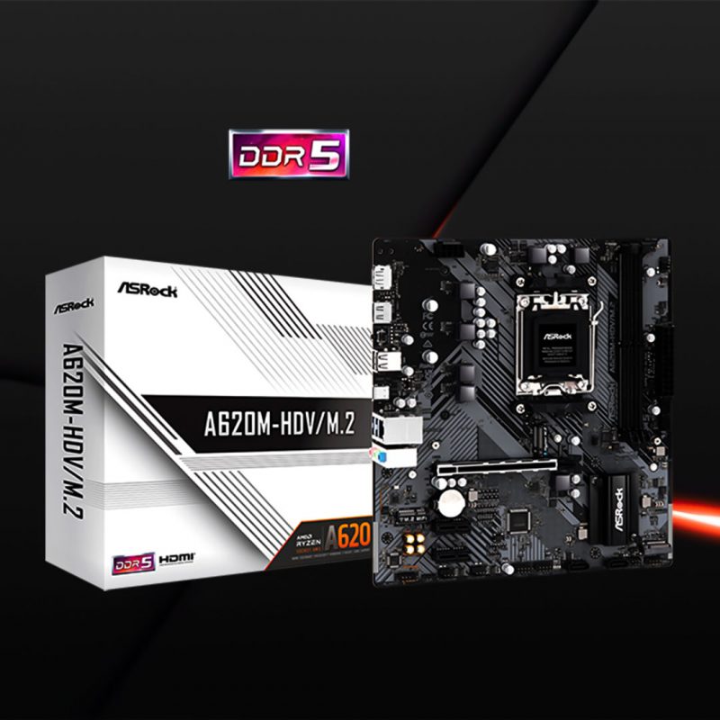 Mainboard ASROCK A620M-HDV/M.2 DDR5/2 Slots HDMI Display Port 10/100/1000 micro ATX