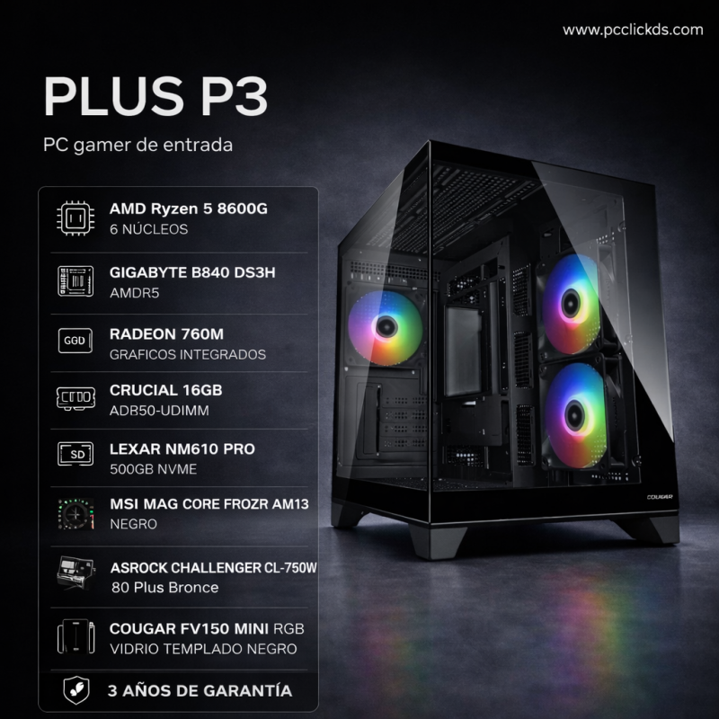 Pc En Ecuador | PC CLICK DS PLUS P3 – Gaming De Entrada Con Gran Equilibrio